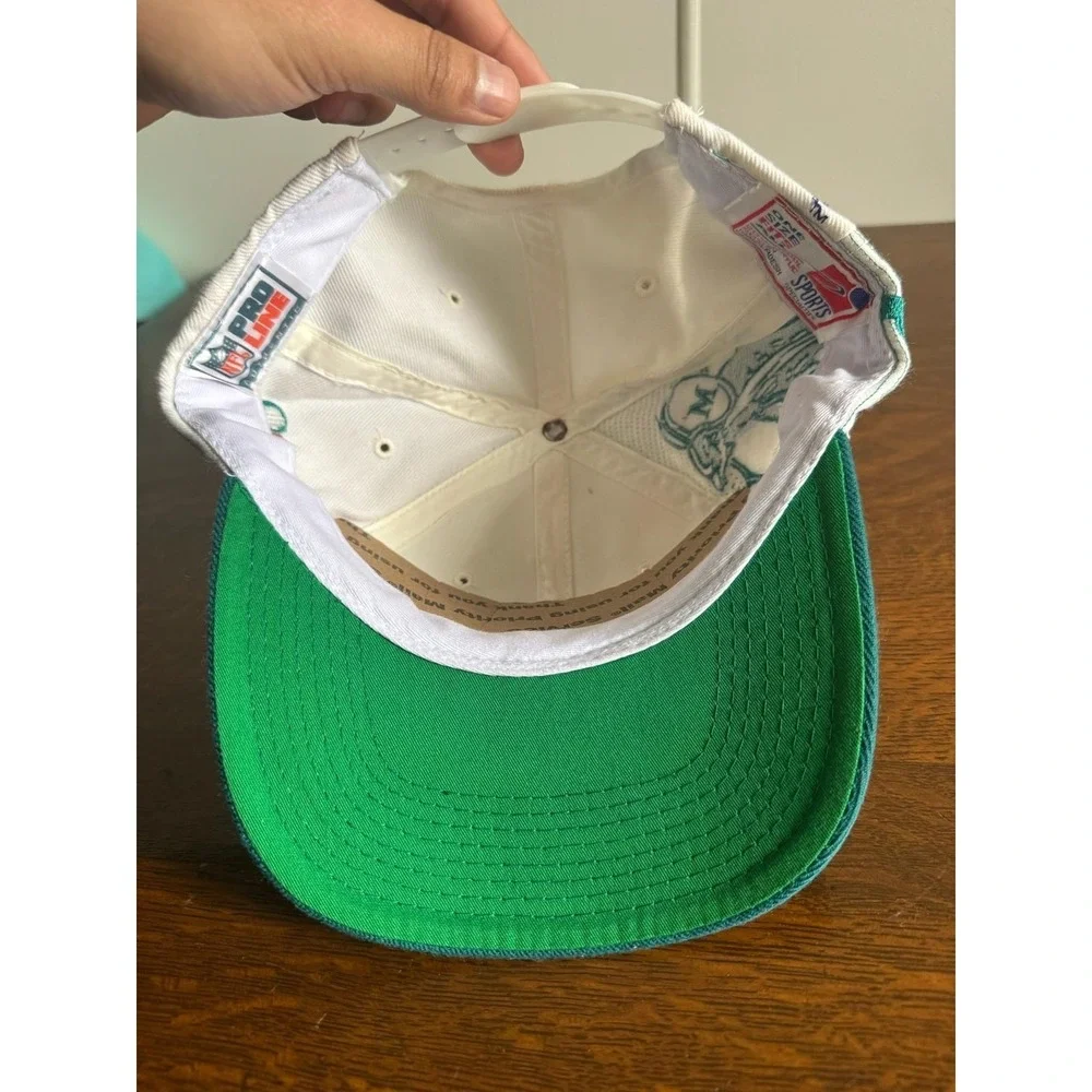 Vintage Miami Dolphins Hat Shadow Laser One Size White‎ NFL Sports Specialties